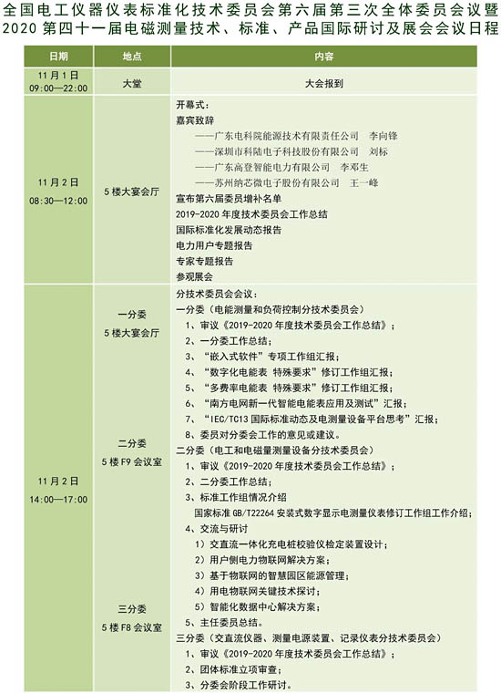 2020第四十一屆電磁測(cè)量技術(shù)、標(biāo)準(zhǔn)、產(chǎn)品國(guó)際研討及展會(huì)會(huì)議日程