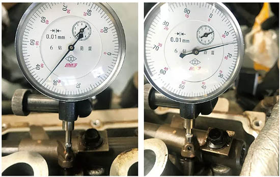 圖3 測量排氣門搖臂的運動行程
