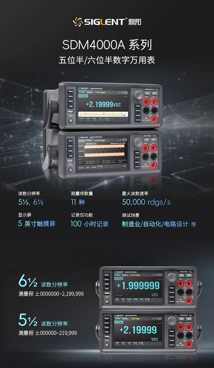 鼎陽(yáng)科技發(fā)布SDM4000A系列五位半/六位半數(shù)字萬用表