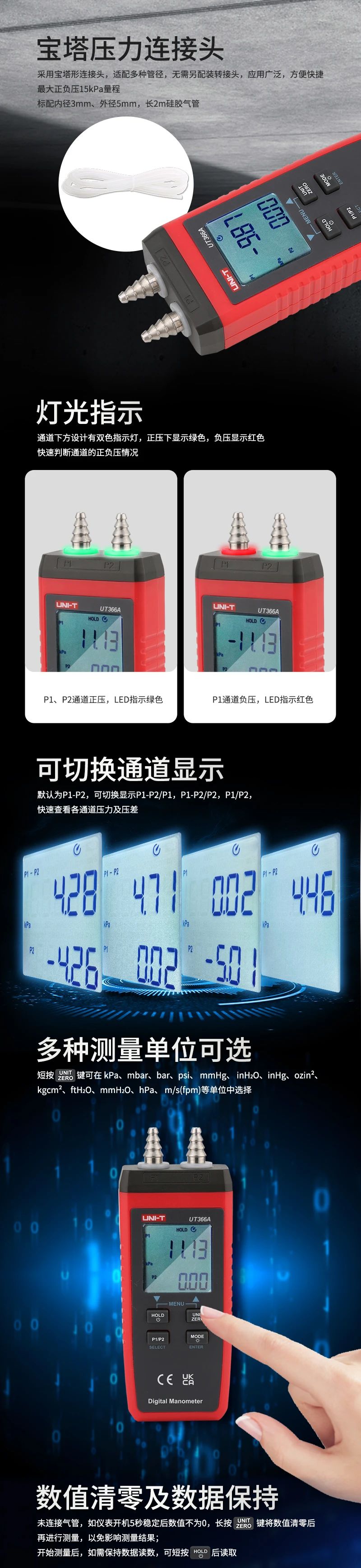 優(yōu)利德UT366A數(shù)字差壓計(jì)